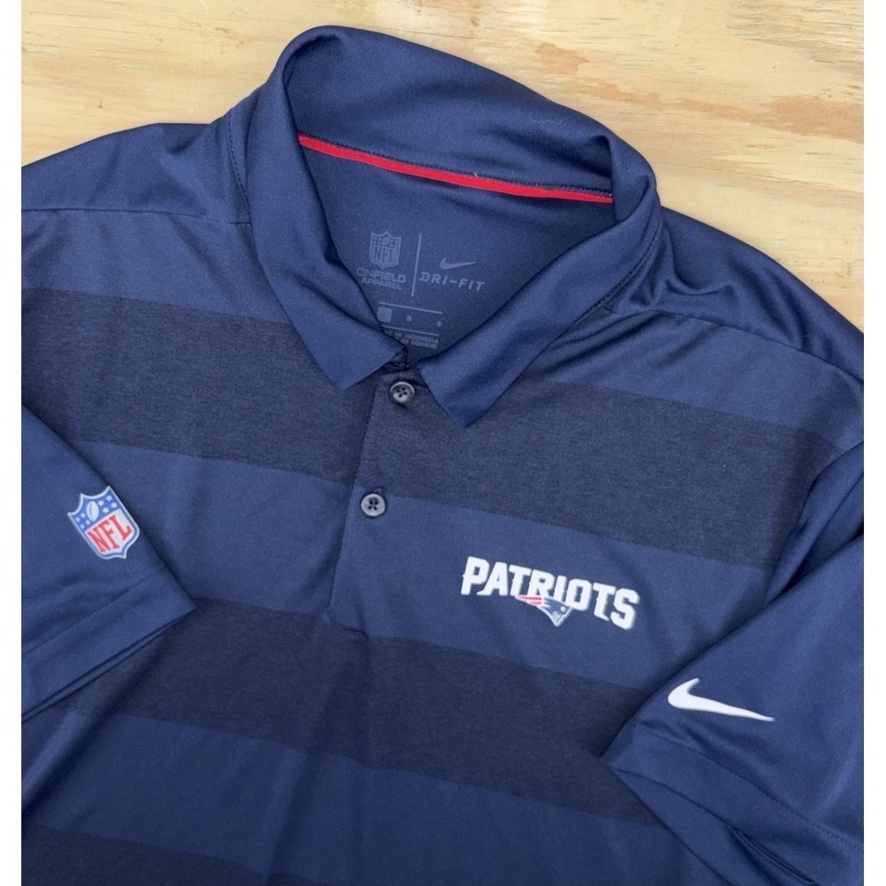 New England Patriots Nike NFL Dri-Fit Golf Polo Large On Field Apparel Navy Blue